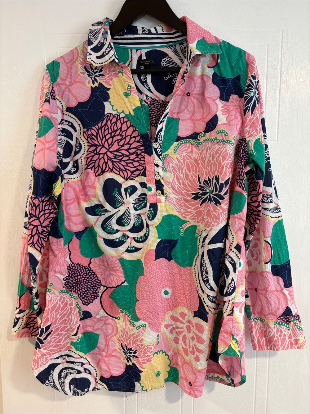 Talbots Pink/Green/Navy Floral Tunic